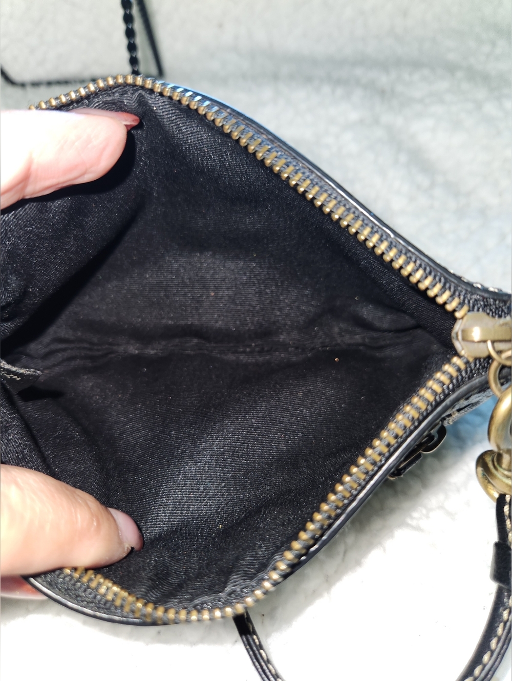 Coach Black Canvas Wristlet with Contrast Stitching - Picture 9 of 10